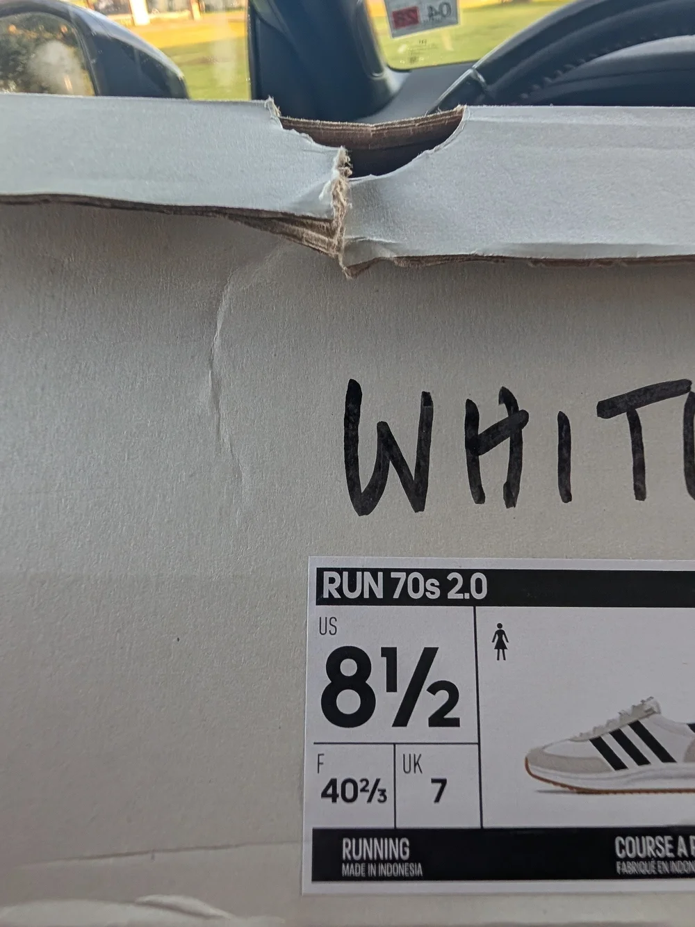 adidas Kids Run 70s 2.0 Sneakers in White with Black Stripes